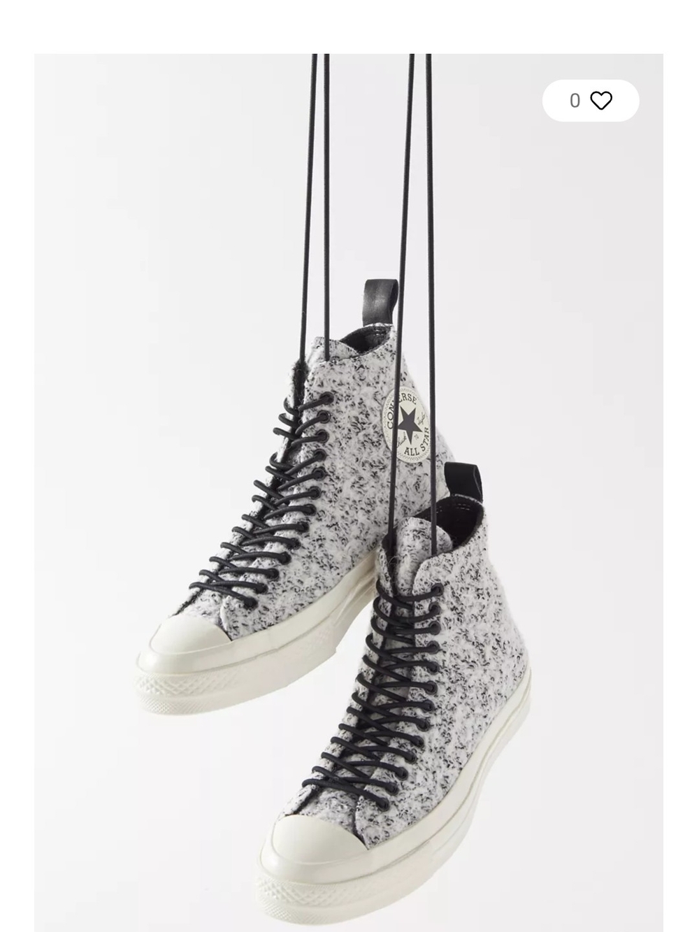 Converse High Top Sneakers -6.5 Boucle Wool Black & White